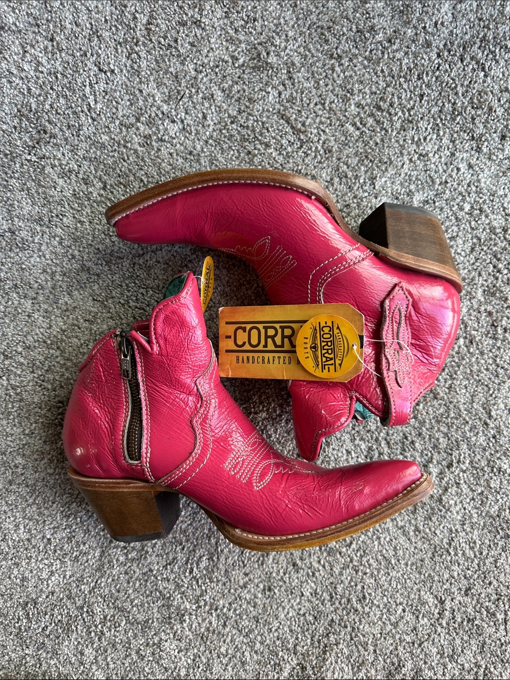 Corral Hot Pink Leather Western Ankle Booties